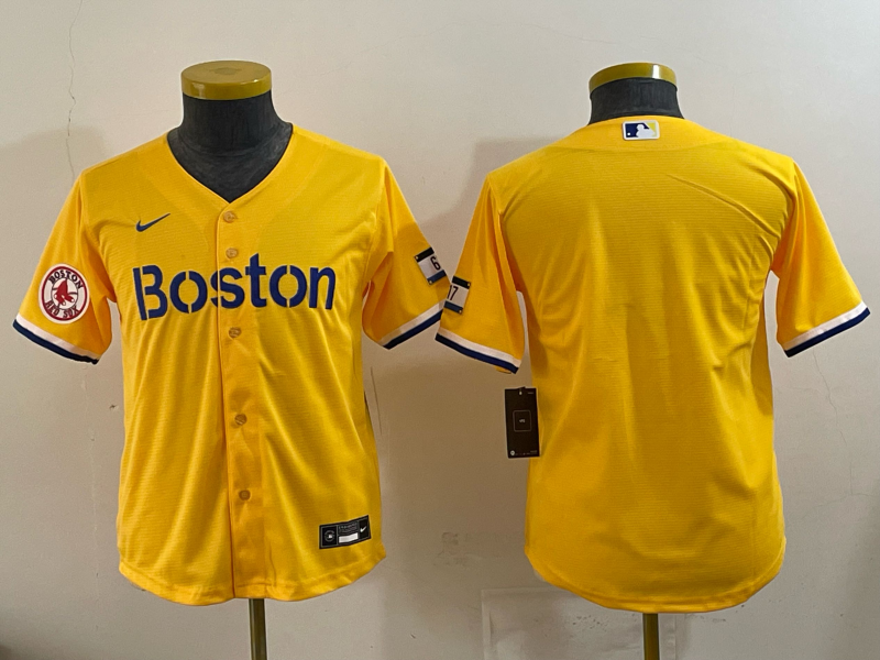 Youth Boston Red Sox blank yellow 2025 Nike MLB Jersey 05
